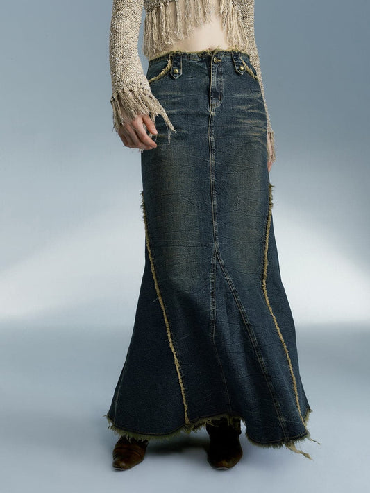 Mermaid Denim Maxi Skirt