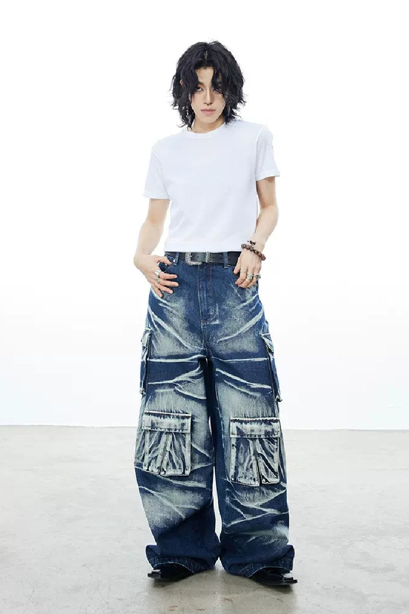 Rugged Heavy Washed Oversized Jeans