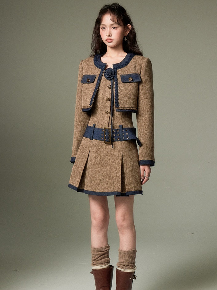 Tweed Short Jacket & Slip Skirt Combo