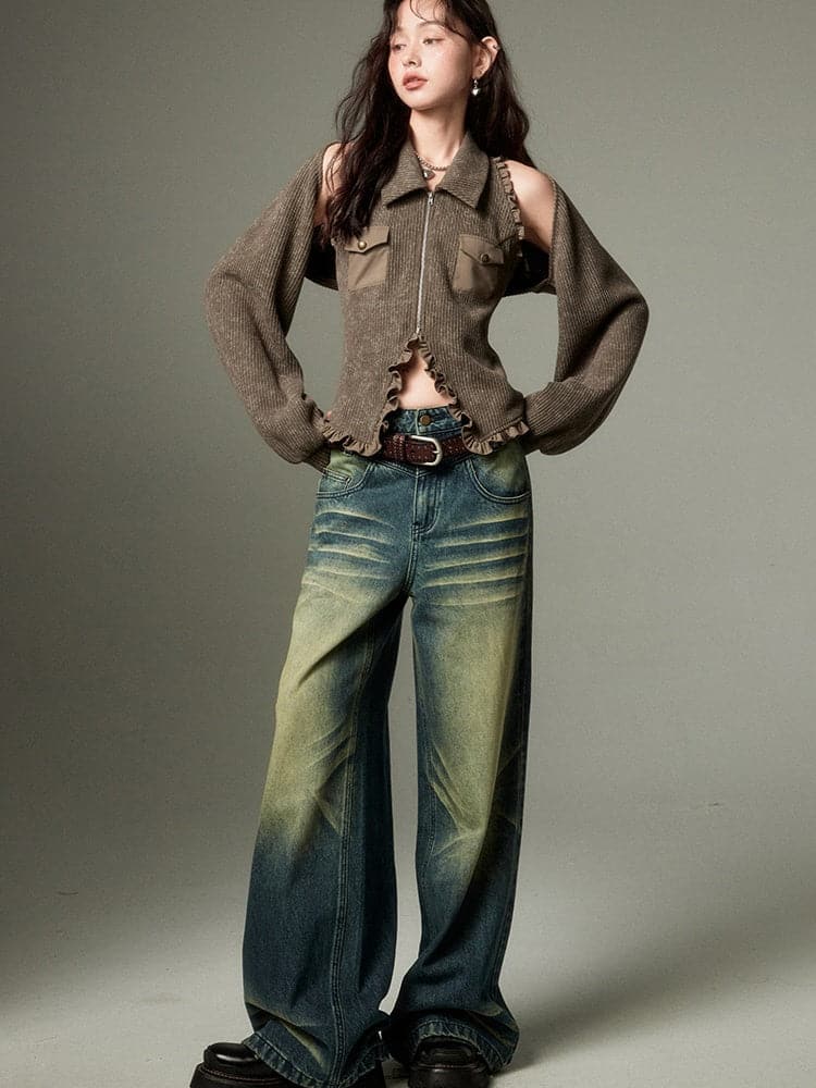 Retro Wide Leg Denim Jeans