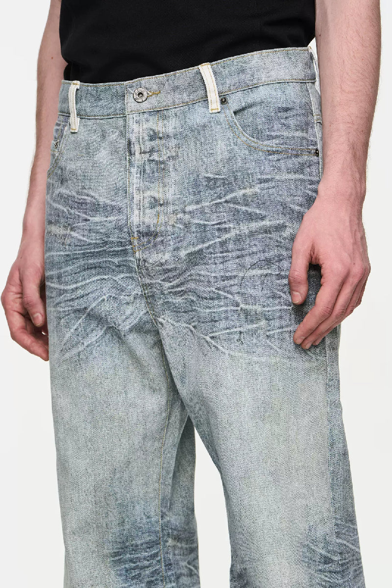 Whiskered Washed Digital Logo Jeans