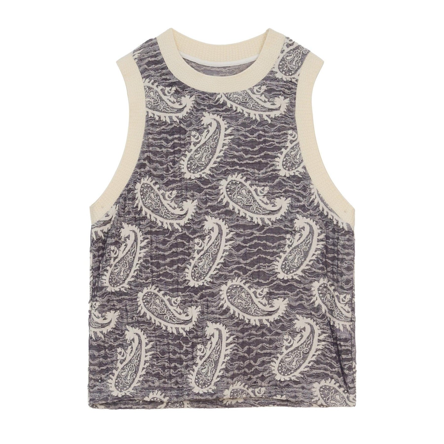 Tank Top Tee With Paisley Embroidery