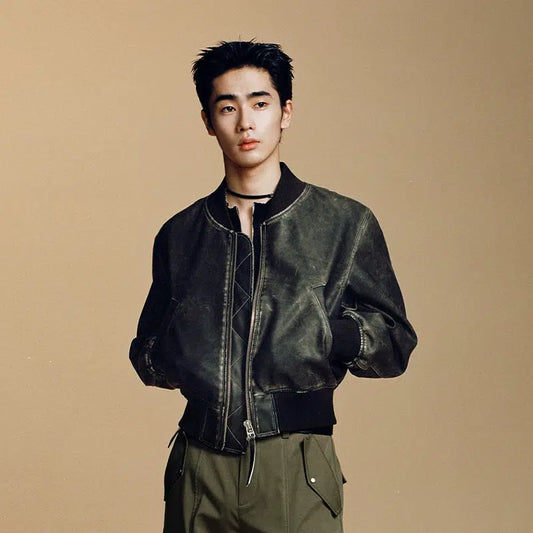 Washed Faux Leather Jacket