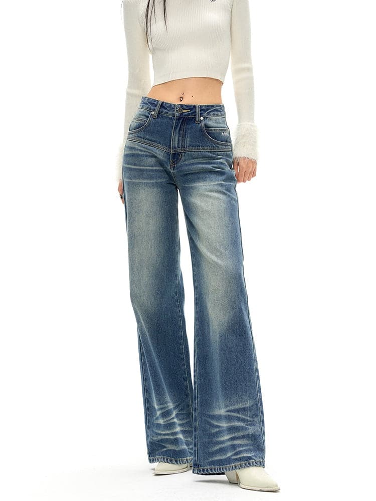 Classic Fit Straight Whiskers Jeans