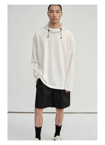 Drawstring Hoodie In Solid Color