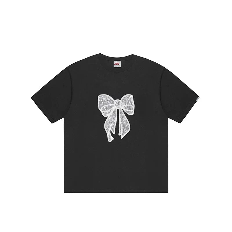 T-Shirt With Lace Bow Detail