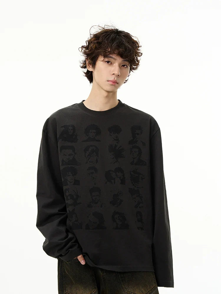 Whimsical Character Print Long Sleeve Tee