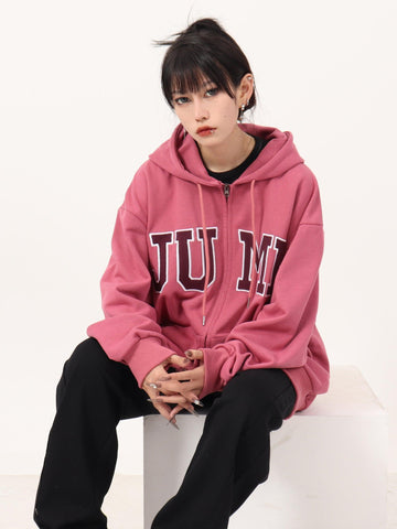 Casual Hoodie With Big Logo Zipper