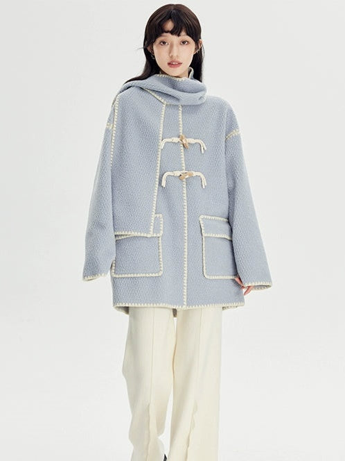 Stitched Horn Button Embroidered Coat