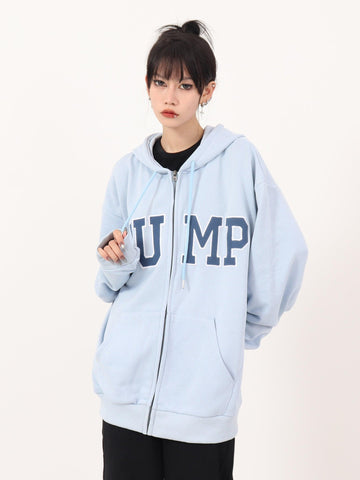 Casual Hoodie With Big Logo Zipper