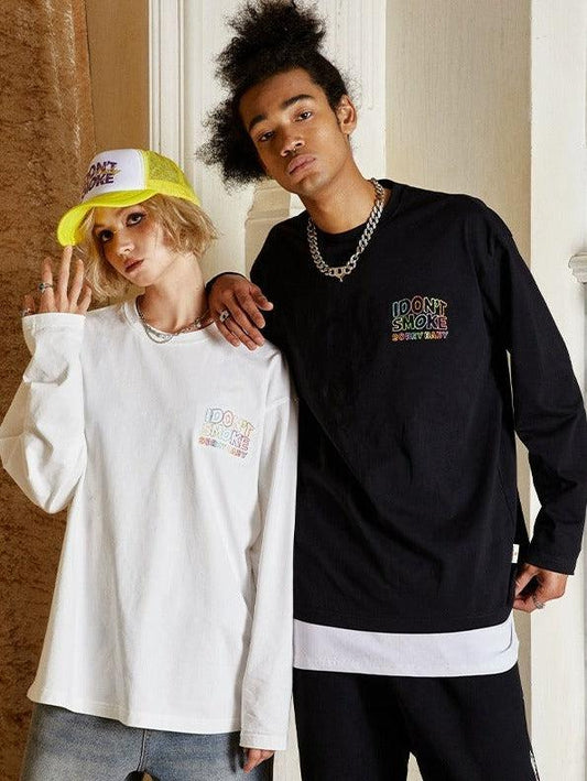 Colorful Logo Stitched Long Sleeve Shirt