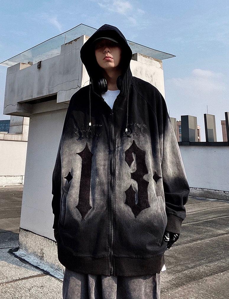 Shadow Fade Gothic Zip-Up Hoodie