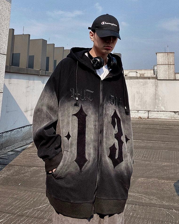 Shadow Fade Gothic Zip-Up Hoodie