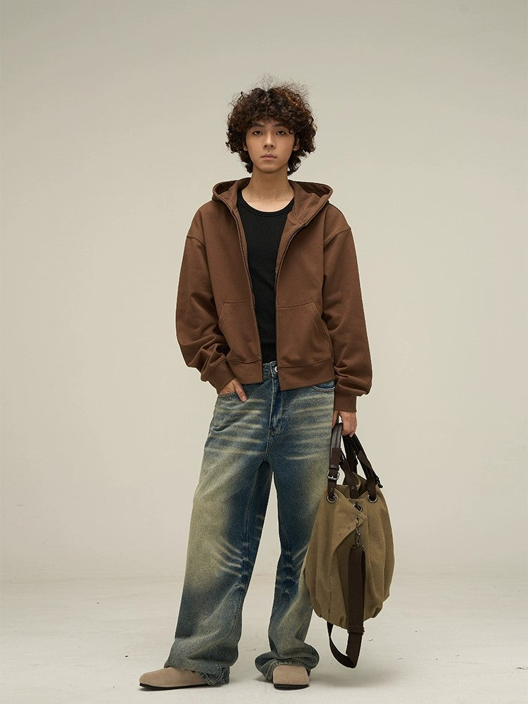 Relaxed Vibe Oversized Short Zipper Hoodie