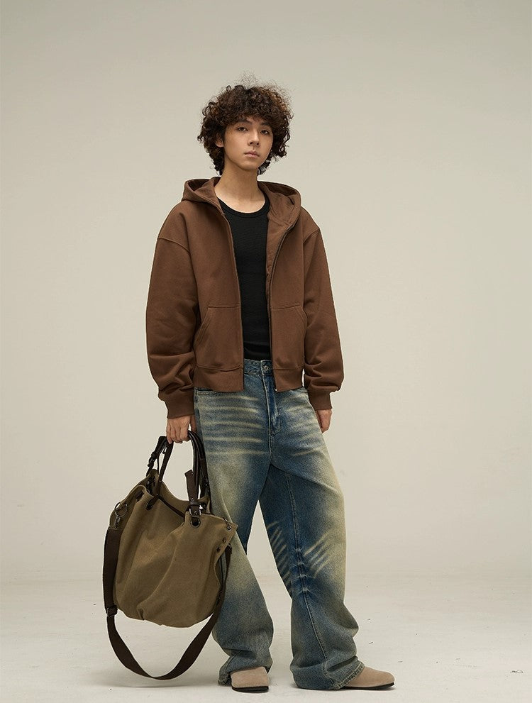 Relaxed Vibe Oversized Short Zipper Hoodie