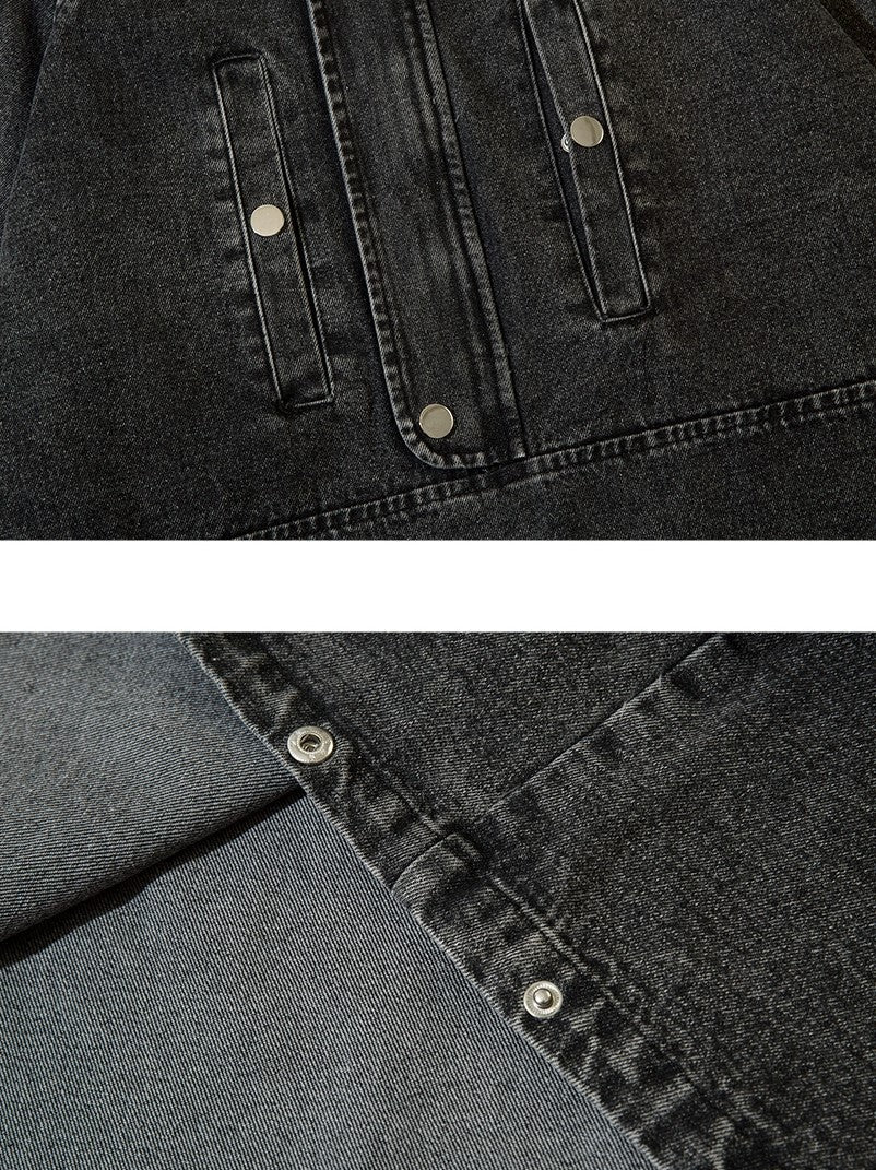 Zip-Front Denim Oversize Hoodie