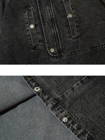 Zip-Front Denim Oversize Hoodie