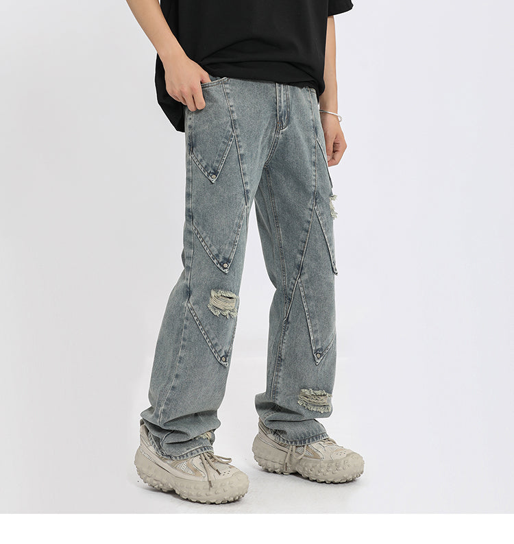 Deconstructed Diamond Denim Jeans