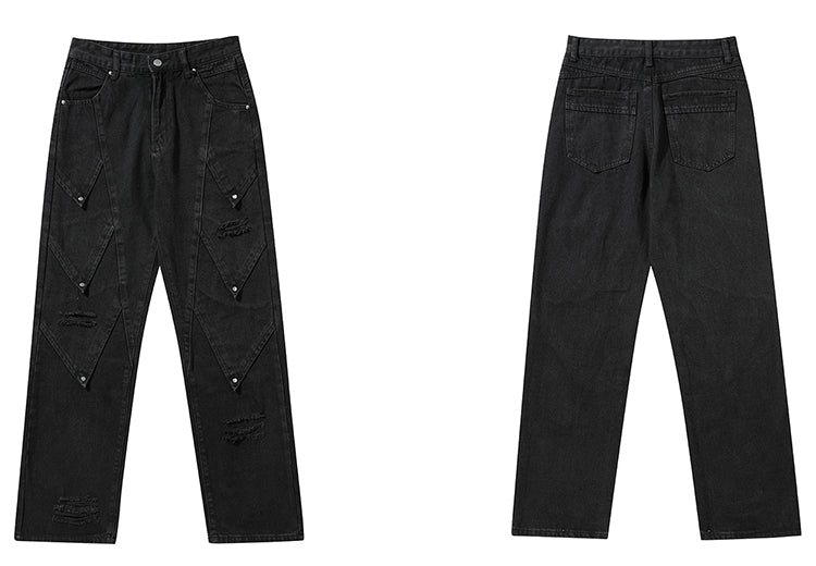 Deconstructed Diamond Denim Jeans