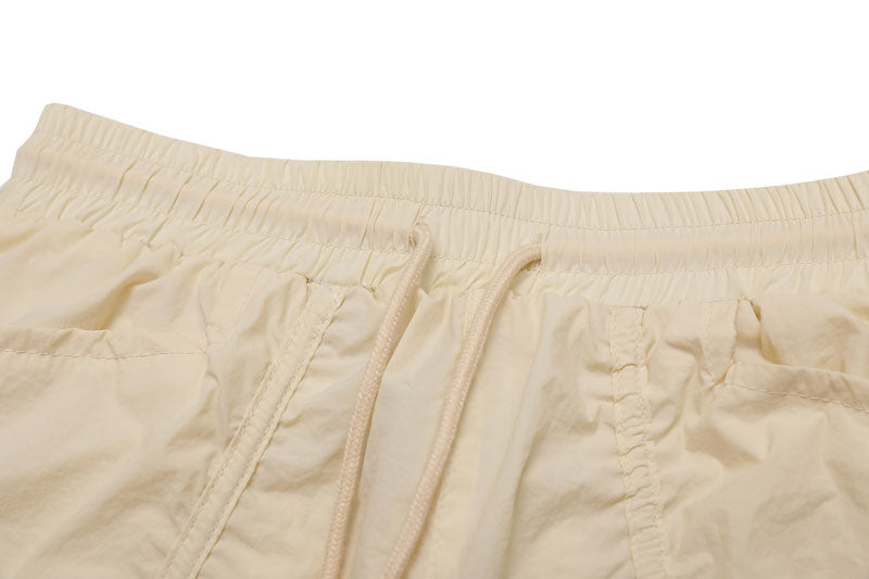 Beige Drawstring Ruched Pants