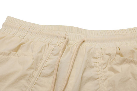 Beige Drawstring Ruched Pants