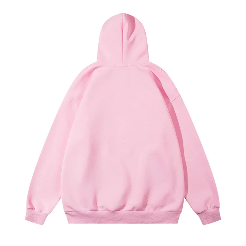 Pastel Pink Graphic Hoodie - Street Art Inspired Sweatshirt