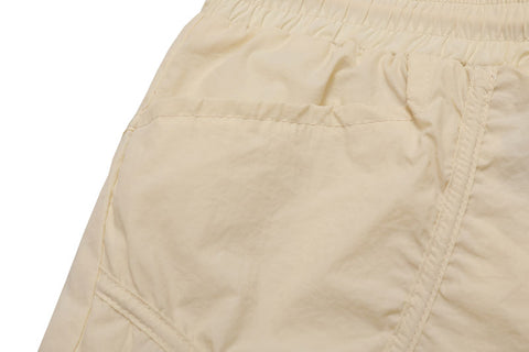 Beige Drawstring Ruched Pants