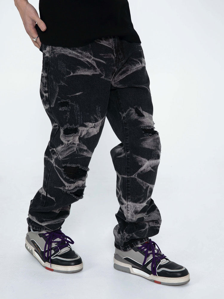 Tie-Dye Distressed Jeans