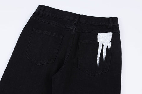 Black Skeletal Graffiti Jeans