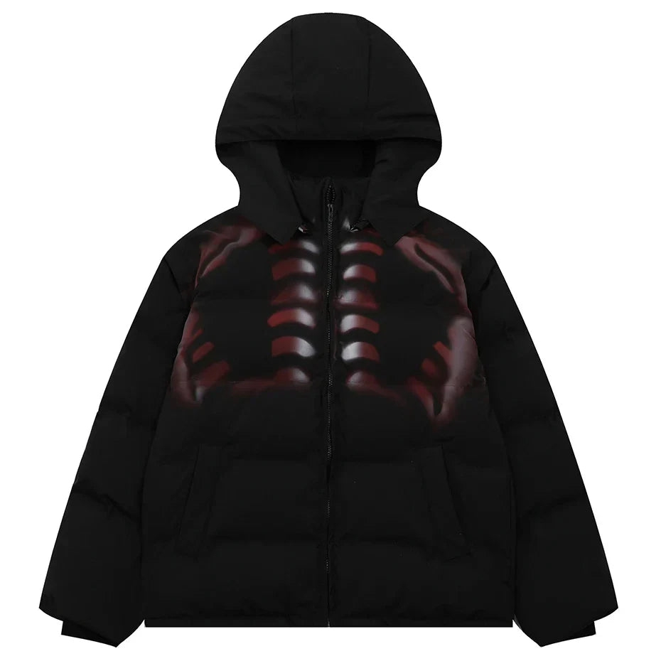 Skeletal Illusion Puffer Jacket