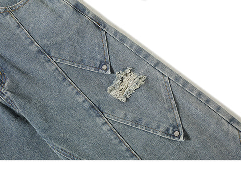 Deconstructed Diamond Denim Jeans