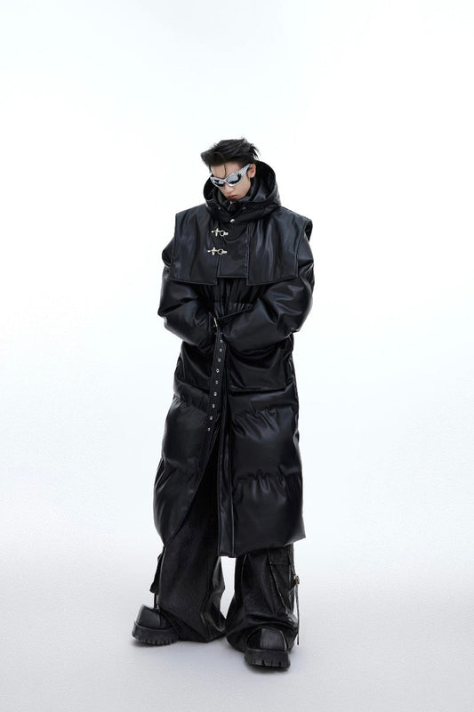 Vegan Leather Longline Coat