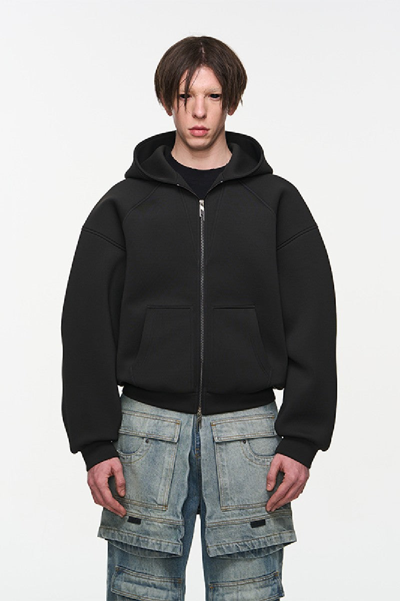 Embroidered Two-Tone Drop Shoulder Hoodie