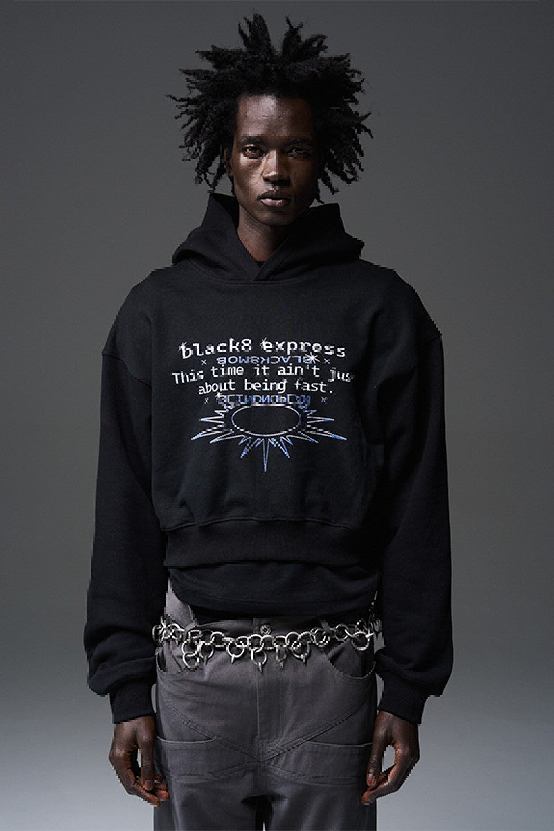 Bnp X Black8 Printed Cropped Hoodie