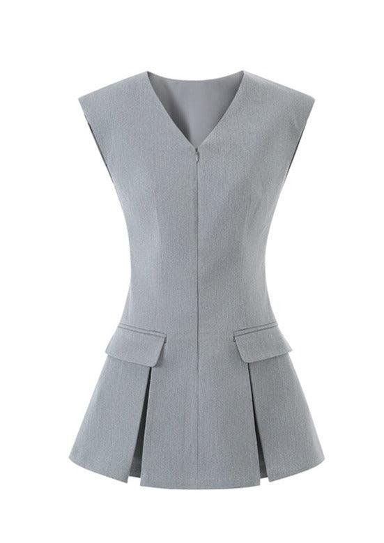 Zipper Suit Vest Dress