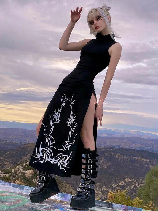 Sleeveless Mysterious Full-Length Dress