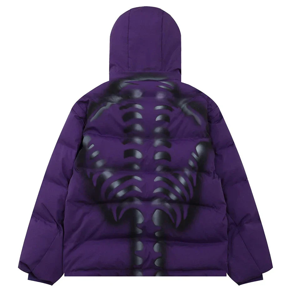 Skeletal Illusion Puffer Jacket