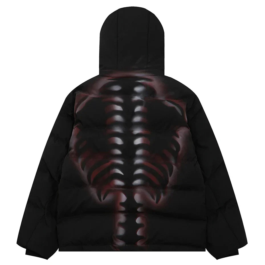 Skeletal Illusion Puffer Jacket