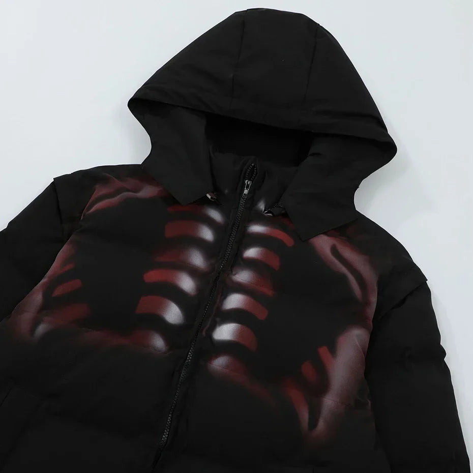 Skeletal Illusion Puffer Jacket