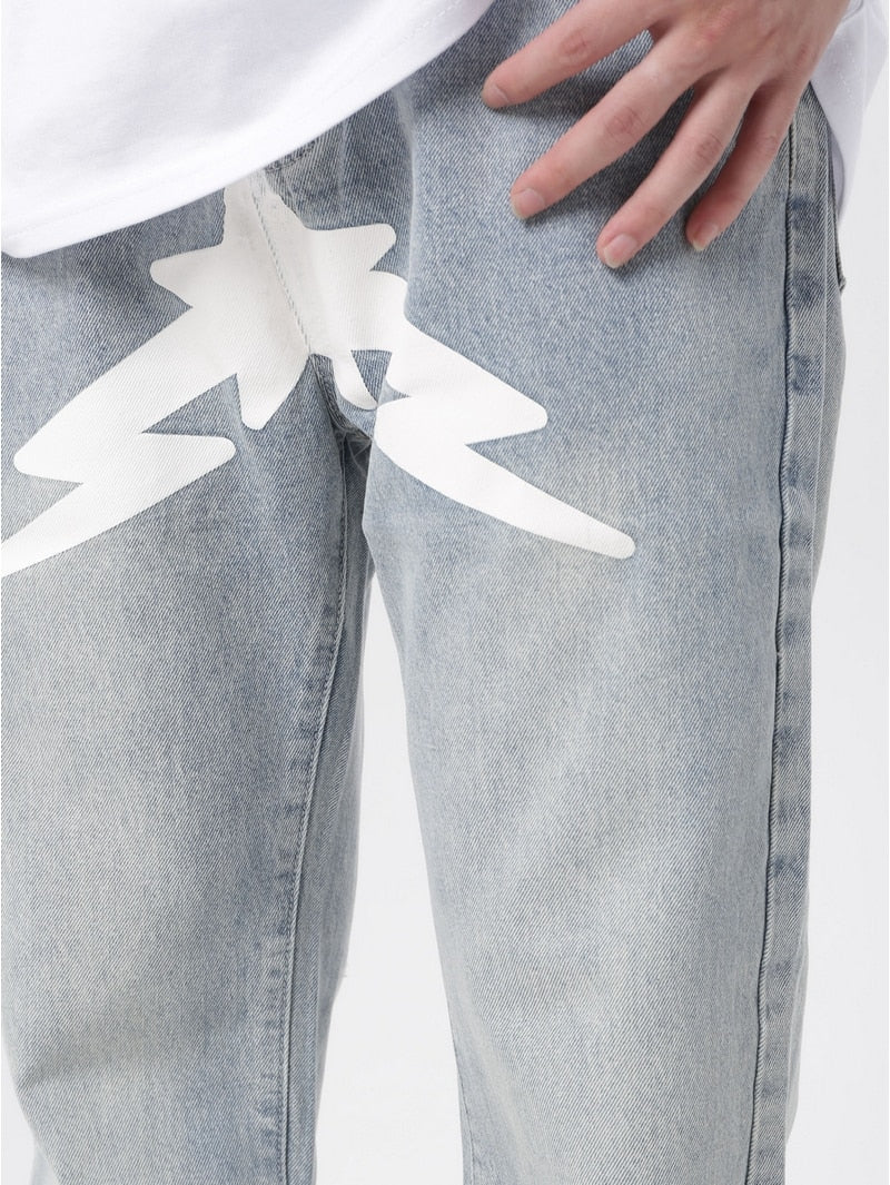 Star-Pocket Wide-Leg Jeans