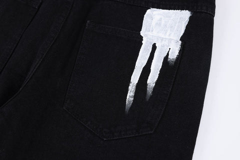 Black Skeletal Graffiti Jeans