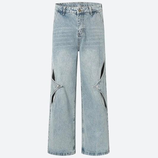 Snap Button Cut Out Jeans