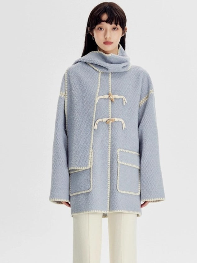 Stitched Horn Button Embroidered Coat