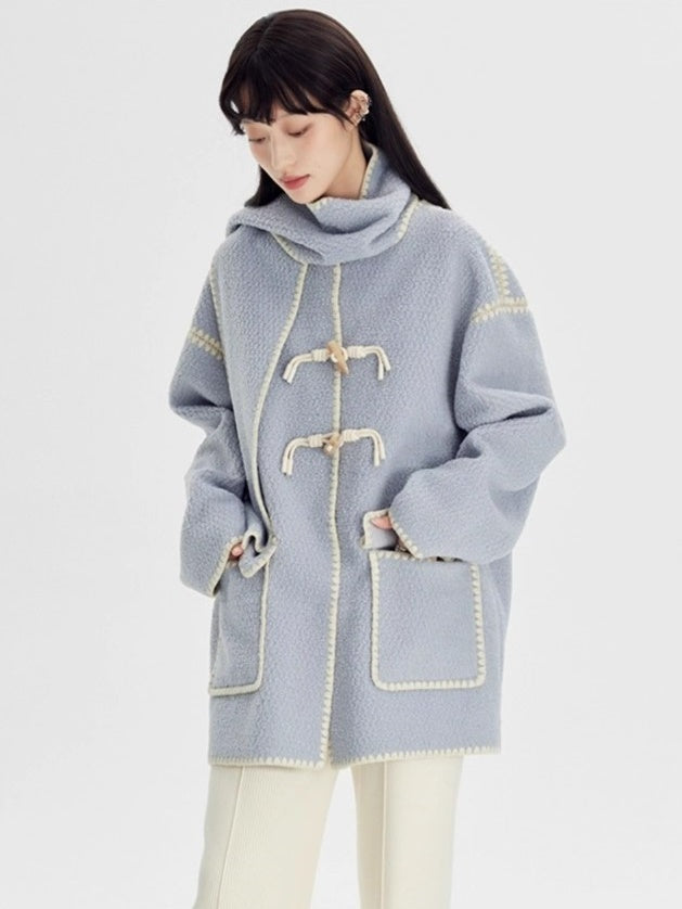 Stitched Horn Button Embroidered Coat