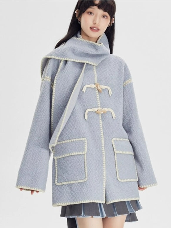 Stitched Horn Button Embroidered Coat