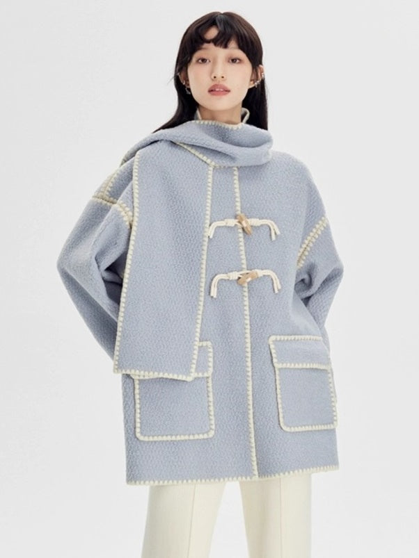 Stitched Horn Button Embroidered Coat