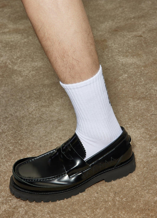 Edgy Leather Spike Loafers