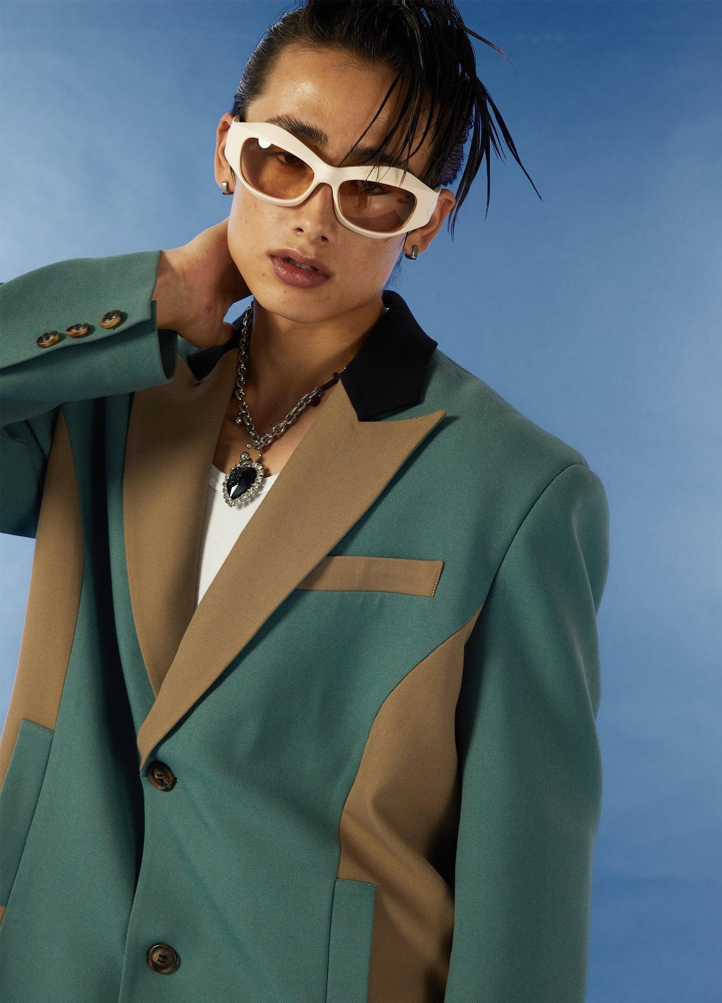 Retro Two-Tone Oversized Jacket