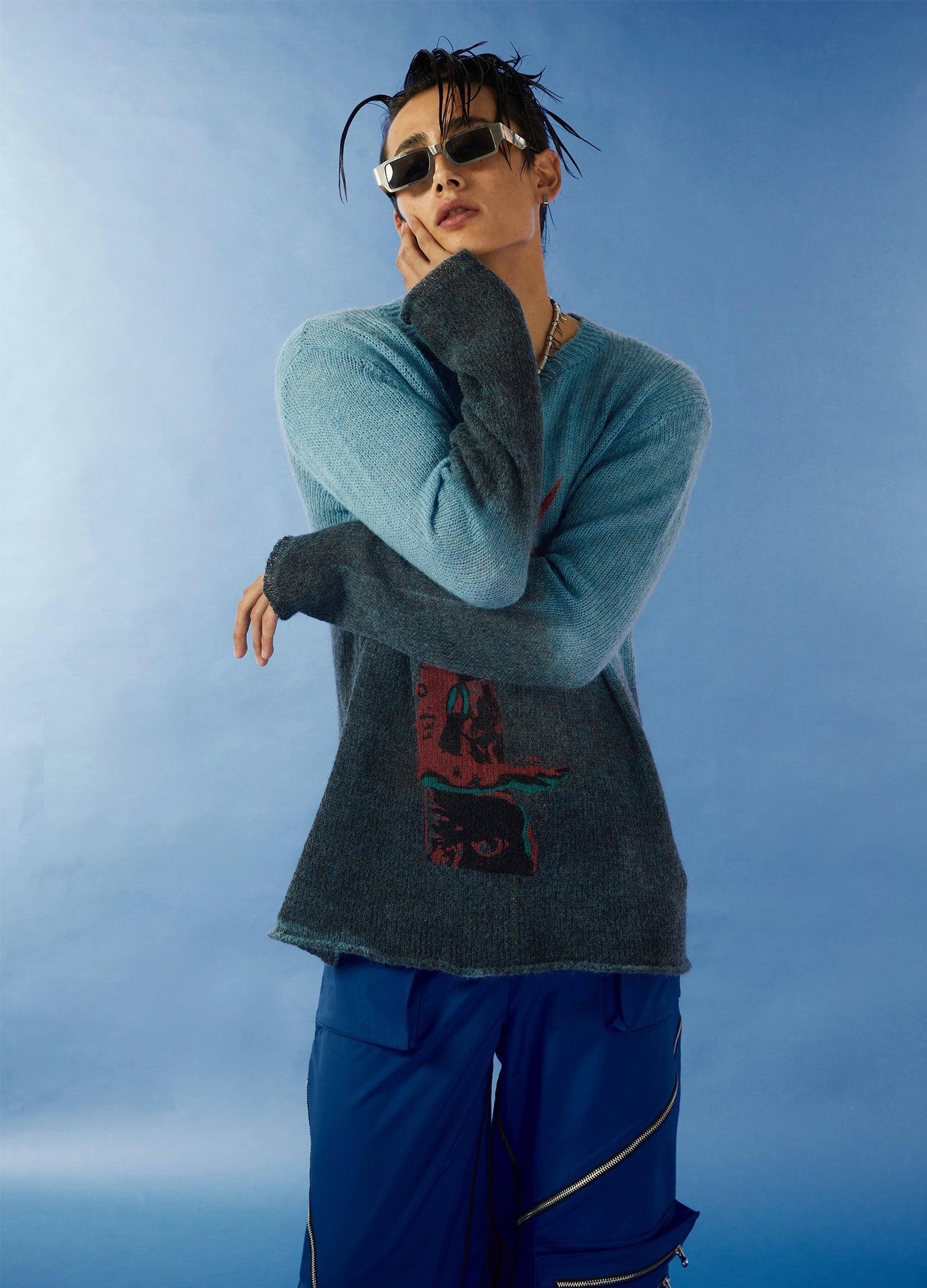 Punk Gradient Mohair Knit Sweater