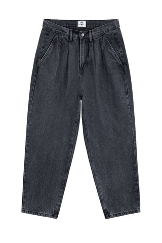 Pleated Loose Fit Jeans With Washed Effect